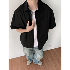 抖音得物二开高品质25夏季中性风冰丝休闲衬衣垂感宽松上衣DT21，男装衬衫，电商A486