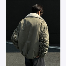 美式设计感羊羔毛翻领棉服外套男飞行服重磅绣花冬季棉袄，男装棉衣，电商C306-1
