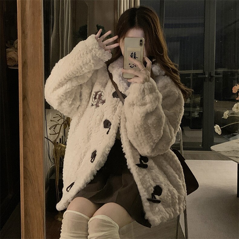 C874-P130羊角扣连帽棉服女冬季加厚外套美式复古宽松毛毛棉衣,男装棉衣,星座911-2(原星座613-2）