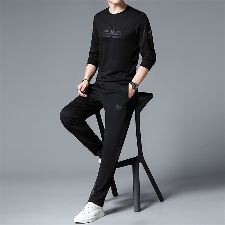 S3085-2钱塘2020-2中青年男士春秋新款时尚休闲简约卫衣套装P127,男装休闲套装,钱塘207-2