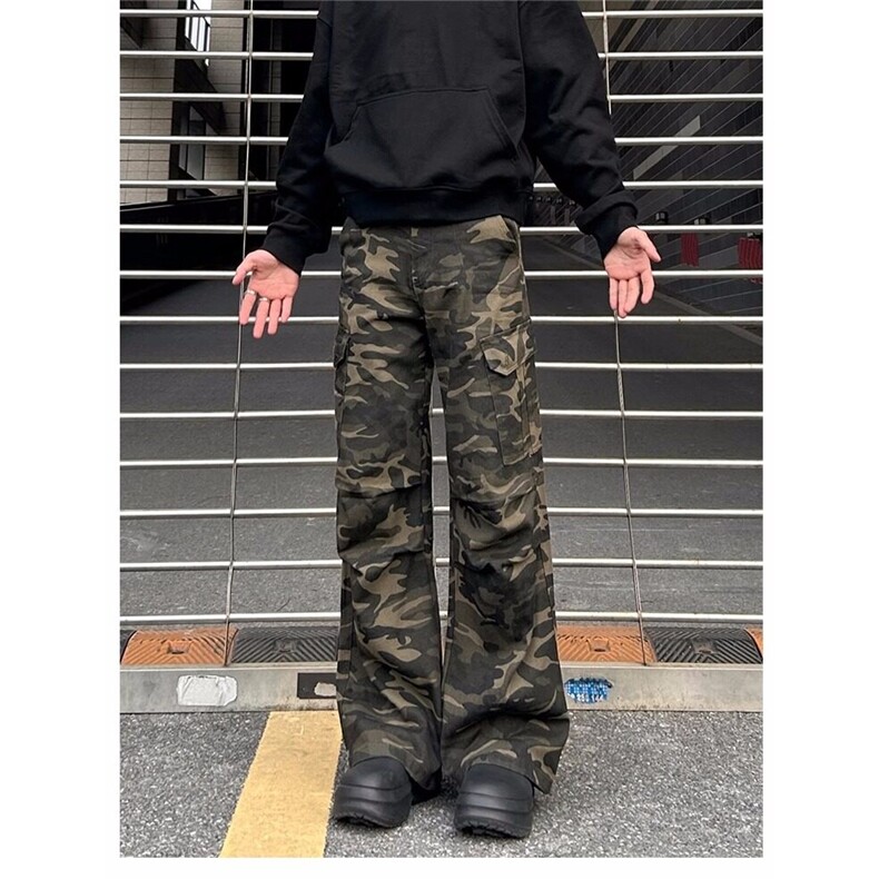 【有货】DK61-批50原版质量美式复古迷彩裤多口袋男春秋季微喇裤图片