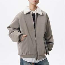 现货冬季美拉德毛领雾面PU皮棉服加绒加厚保暖百搭设计款情侣棉衣，男装棉衣，电商A443