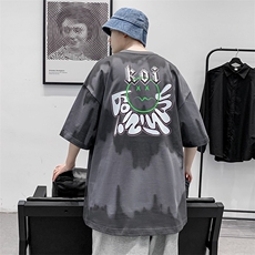 夏装青少年宽松T恤短袖2023男女创意渐变印花半袖1599-P45控价68，男装T恤，电商A441-1