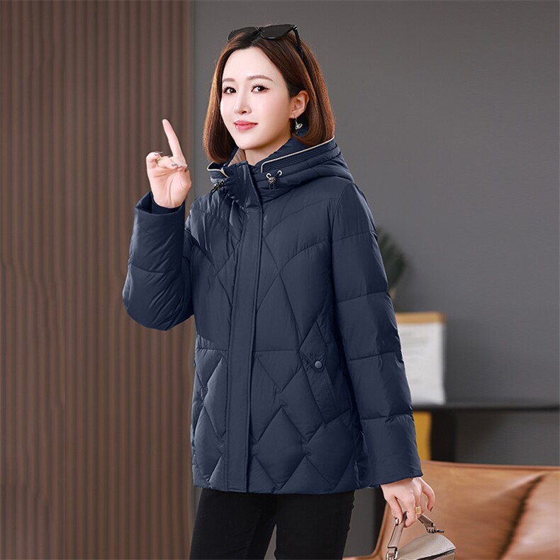 2025年冬装新款撞色连帽中长款棉衣外套女,女装棉衣/棉服,雪樱依海
