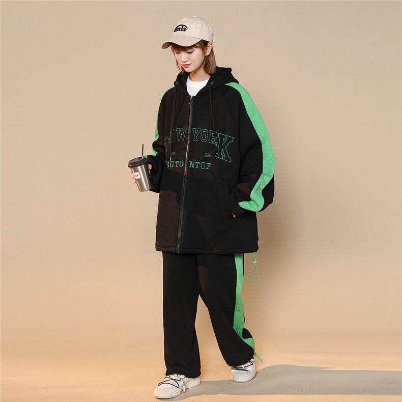 2025春季新款绣花工艺学院风休闲宽松中性卫衣套装TZ25/P138控168,男装休闲套装,电商A148-1