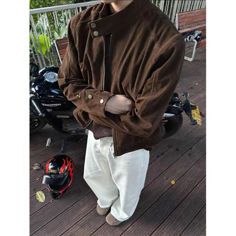 网图现货！早秋上新美拉德系摩登年代绒皮工艺复古-EX51037特批60,男装夹克,电商A061