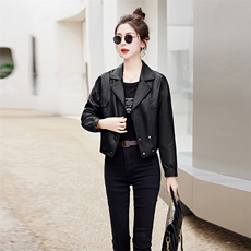 海宁真皮皮衣女短款2024年春秋季新款女士小个子爆款时尚机车外套，女装皮衣，臻衣坊