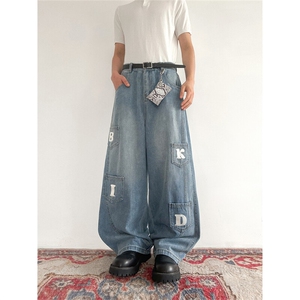 903-AK073-特P55   【S-3XL】  字母工装弯刀牛仔裤4图片
