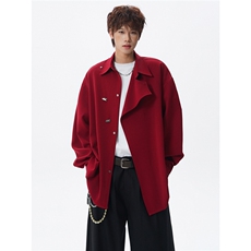 斜搭门襟金属扣新中式长袖衬衫大码设计感风衬衣外套LC302特P52，男装衬衫，电商B215