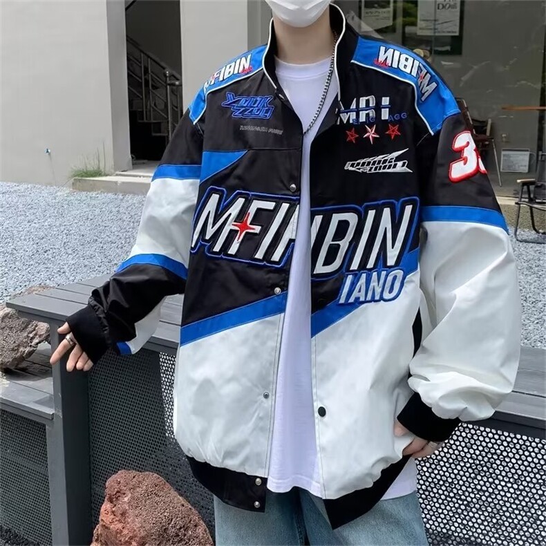 美式高街夹克男韩版潮流痞帅气字母拼色2024秋冬ins外套W6050-P60,男装夹克,星座412-3