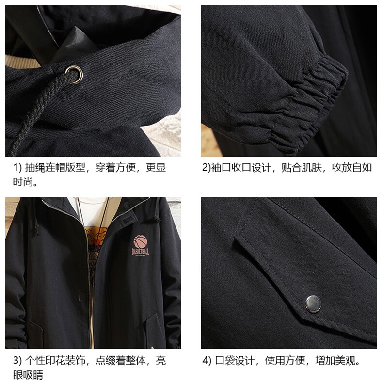JK41237-P85纯棉连帽夹克男士大码工装夹克男砖墙,男装夹克,电商A040A