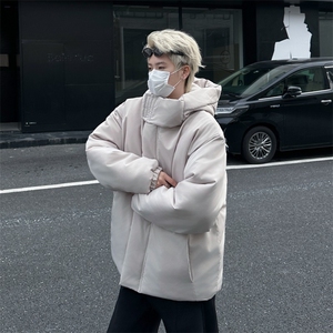 冬季美潮高级感设计感小众连帽棉服男欧美街头外套情侣潮图片