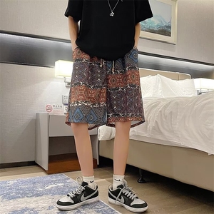 沙滩短裤男士韩版潮流印花拼色百搭2024夏季ins五分裤K5527-P23图片