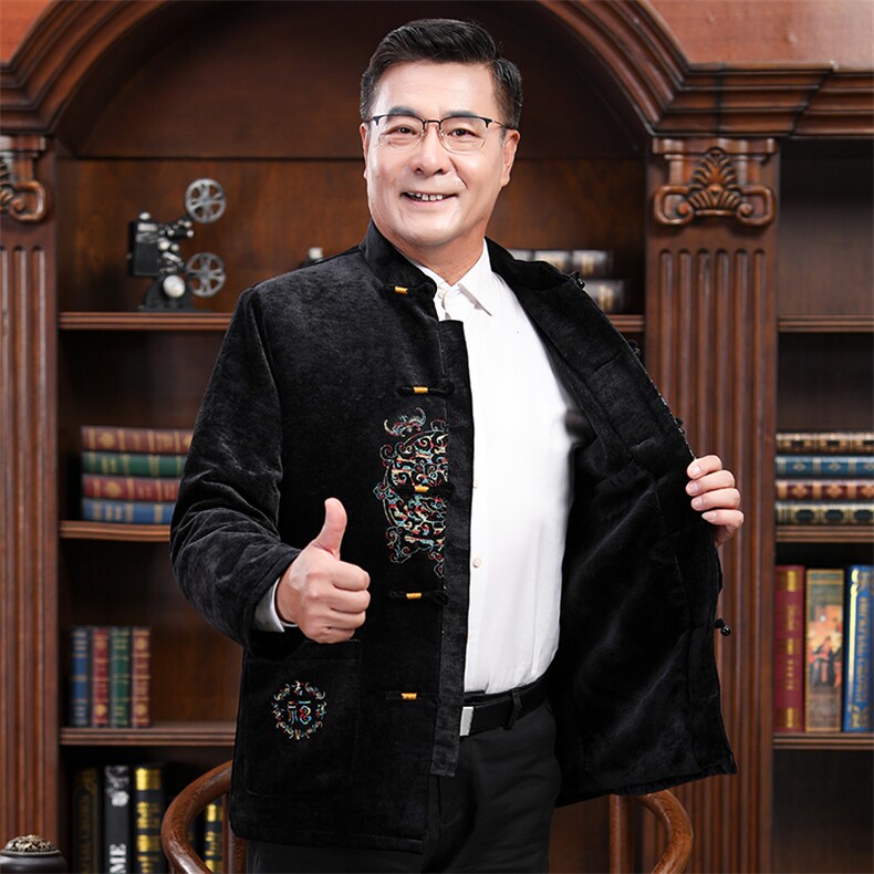 【高品质情侣装】风唐装外套中老年生日过寿婚礼服爷爷奶奶装,男装民族服装,钱塘723