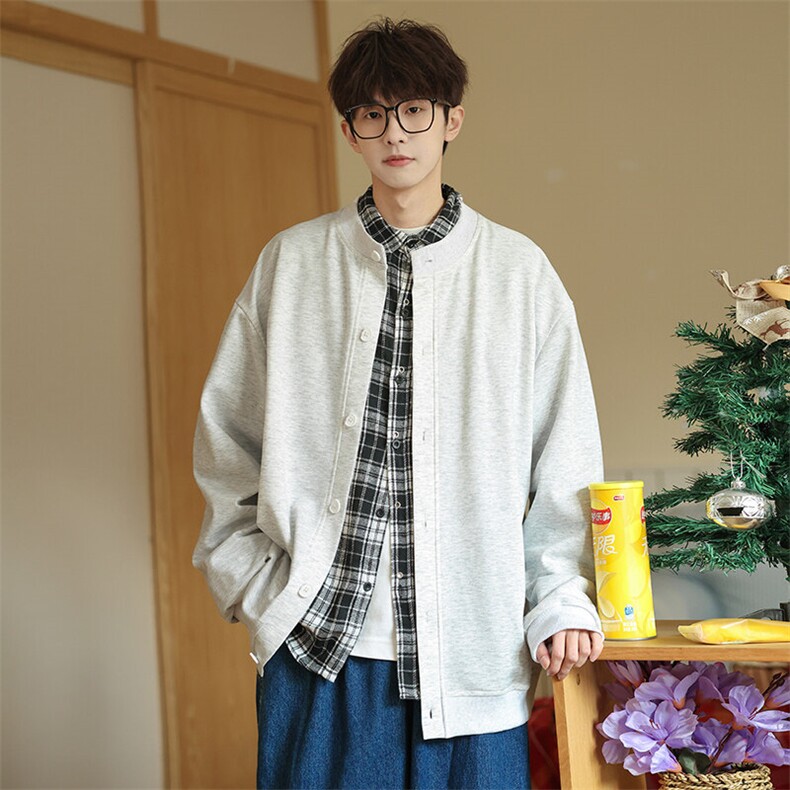 春季新款C7058-TP3558青少年大学生棒球领慵懒风卫衣外套男,男装卫衣,电商A102