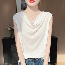 简约时尚无袖女士春季新款宽松遮肚百搭打底背心，女装针织衫/毛衣，绒宛羊绒
