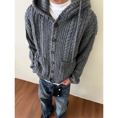 C316MY8004P88秋冬新款粗针连帽针织衫毛衣开衫时尚线衫，男装针织衫/毛衣，电商C316