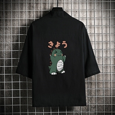 HF59037-P40风汉服男开衫外套七分袖道袍网格挂拍，男装民族服装，电商A040A