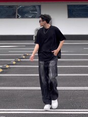 水洗裂纹牛仔裤男美式高街裤子修身显瘦微喇裤513ACK2486P42，男装牛仔裤，星座513A