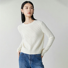 2025年秋季通勤双股挑空圆领时尚百搭通勤休闲，女装羊绒衫，朝思纯山羊绒
