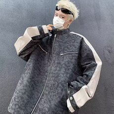 WT89-P75美式复古高街PU磨砂皮夹克男女秋季设计感宽松皮衣，男装夹克，电商B323A