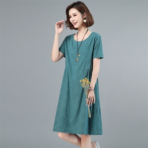 全棉连衣裙夏季2026新款衣服大码女装妈妈装高端全棉气质宽松裙子图片