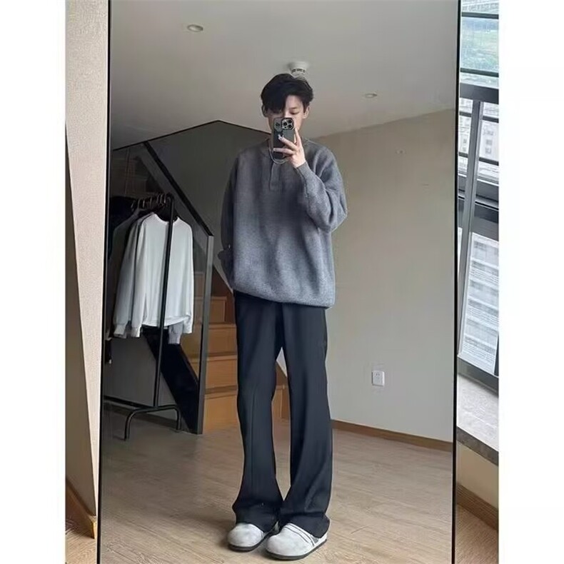 5009-P53秋冬美式亨利领毛衣男毛衣美式复古休闲慵懒风针织衫,男装针织衫/毛衣,电商B323A
