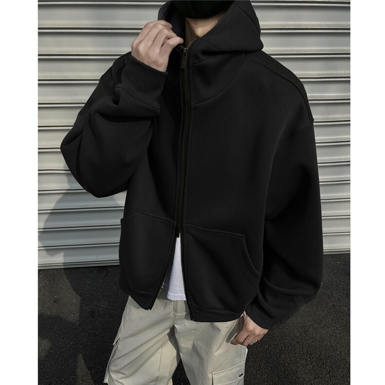 黑墙风2025春(现货)重磅460g高品质帽子结构卫衣开衫TTTB10-P85,男装卫衣,星座1315