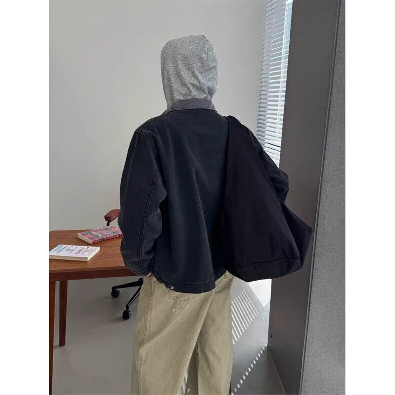 美式复古牛仔外套男款春秋季宽松底特律工装夹克潮牌做旧情侣衣服,男装夹克,星座506A