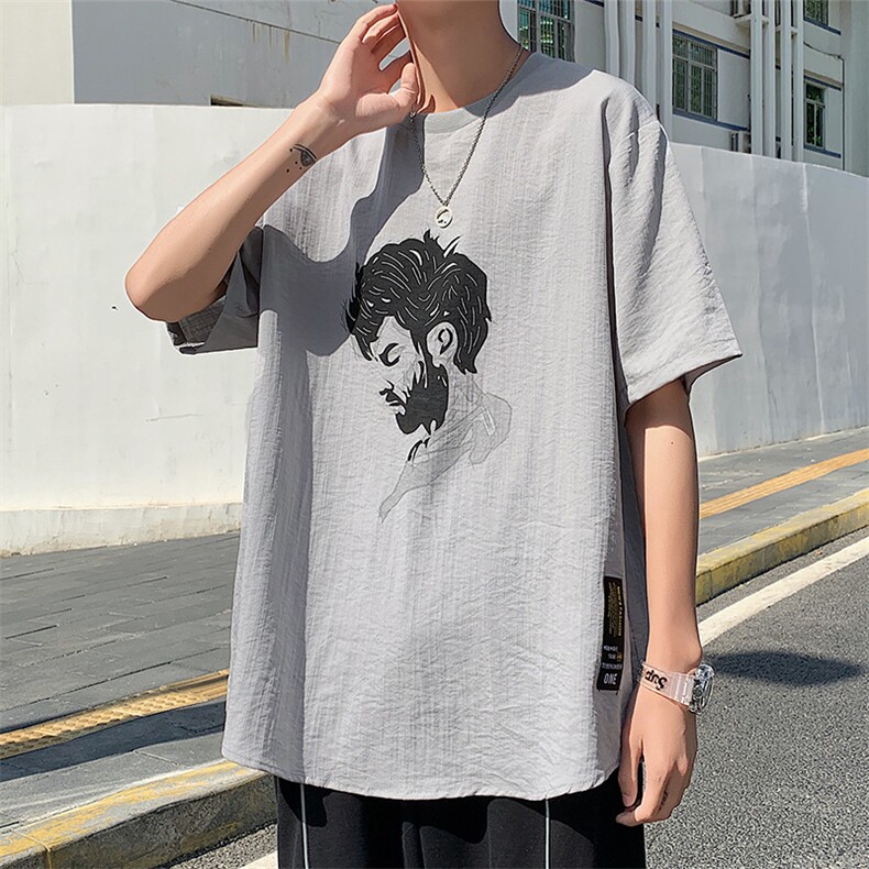 夏季新款港风印花T恤时尚百搭冰丝圆领T恤BS3104-P32,男装T恤,星座717