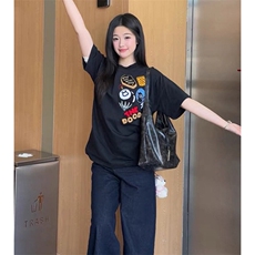 万针全刺绣工艺得物抖音高品质260克纯棉双纱美式高街短袖T恤P33，男装T恤，电商A486-1