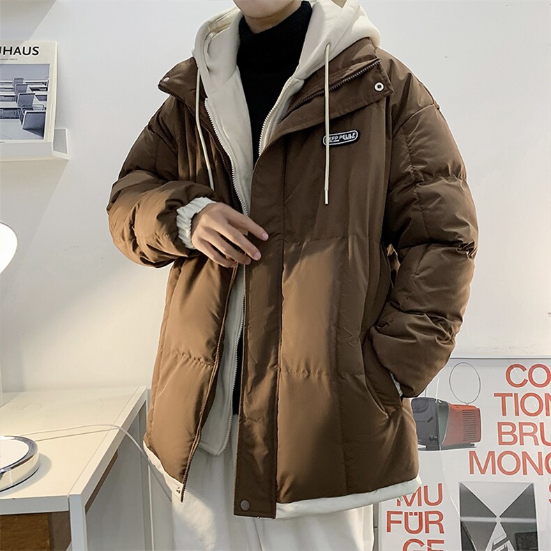 2023新款假两件服袄加厚港风面包衣男情侣外套W6202-P90,男装棉衣,星座512-3