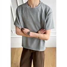 抖音得物高品质二开270G重磅美式高街曼巴棉螺纹拼接短袖T恤，男装T恤，电商A486