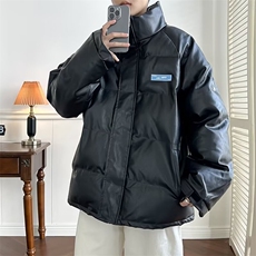 美式机车pu皮外套潮加厚宽松贴标立领棉服M1723P95，男装棉衣，星座1116-2