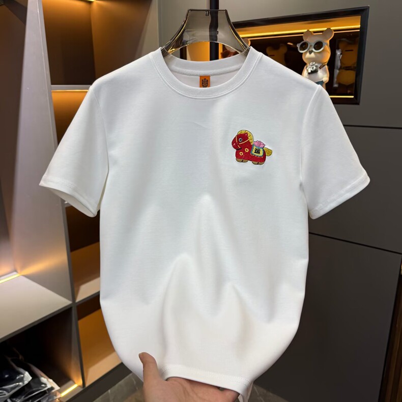 美式复古小众刺绣潮牌ins港风短袖t恤男2026新款正肩显瘦上衣夏季,男装T恤,星座218-8