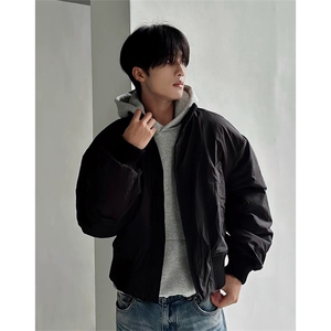 抖音得物 美式潮休闲夹克春季立领纯色复古工装加厚棉服外套MF01图片