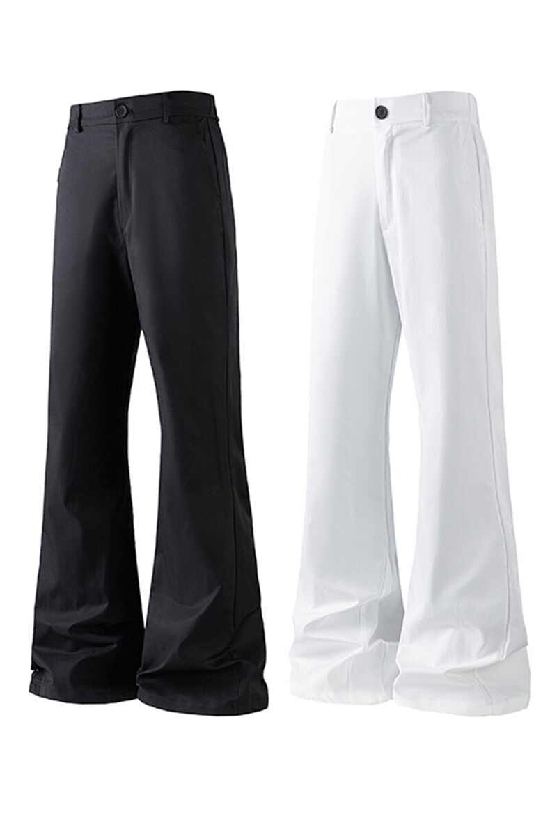 白底平铺立体弯刀裤美式高街微喇裤子男直筒阔腿休闲西裤KZ060P50,男装休闲裤,电商B312