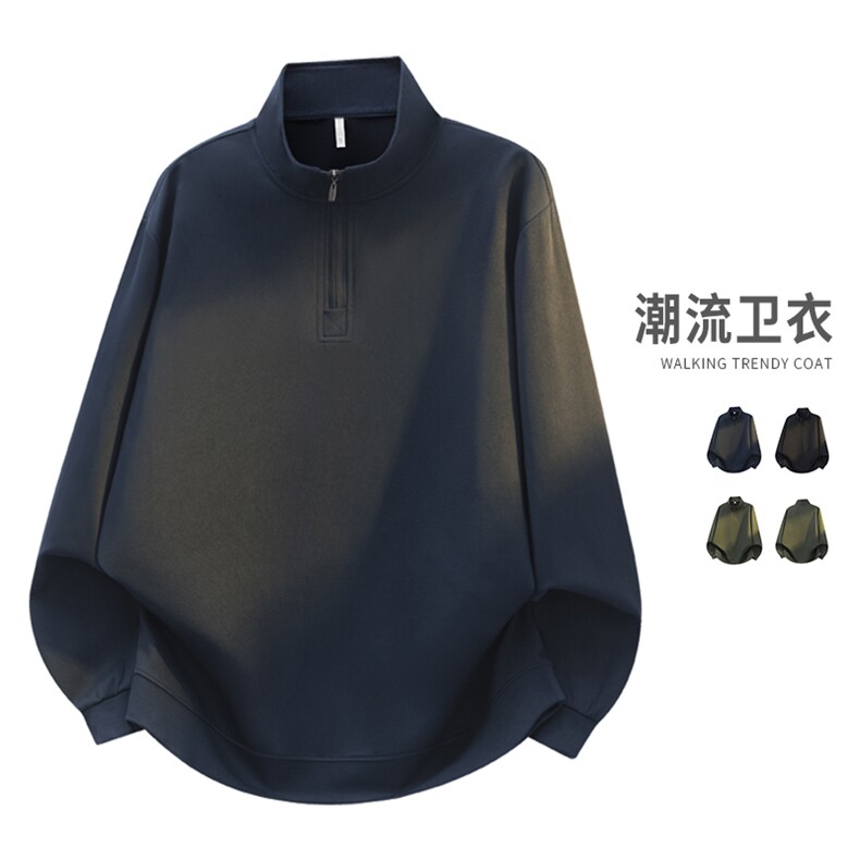 WY601-P39 春季新款半高领卫衣男士打底衫百搭半拉链长袖卫衣上衣图片