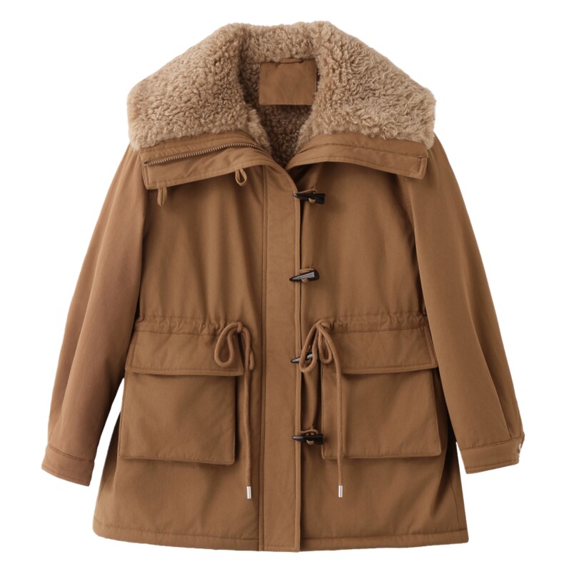 现货主推25冬装新羊羔毛加厚派克服衣珂纱朗2D044-817-P215-K325,女装派克服,衣珂纱朗