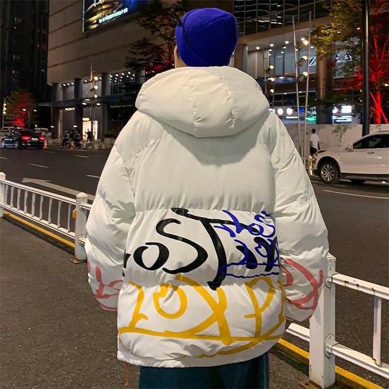 港风夜景21冬新款个性印花连帽面包服棉衣外套G3002-P100控125,男装棉衣,星座914-3