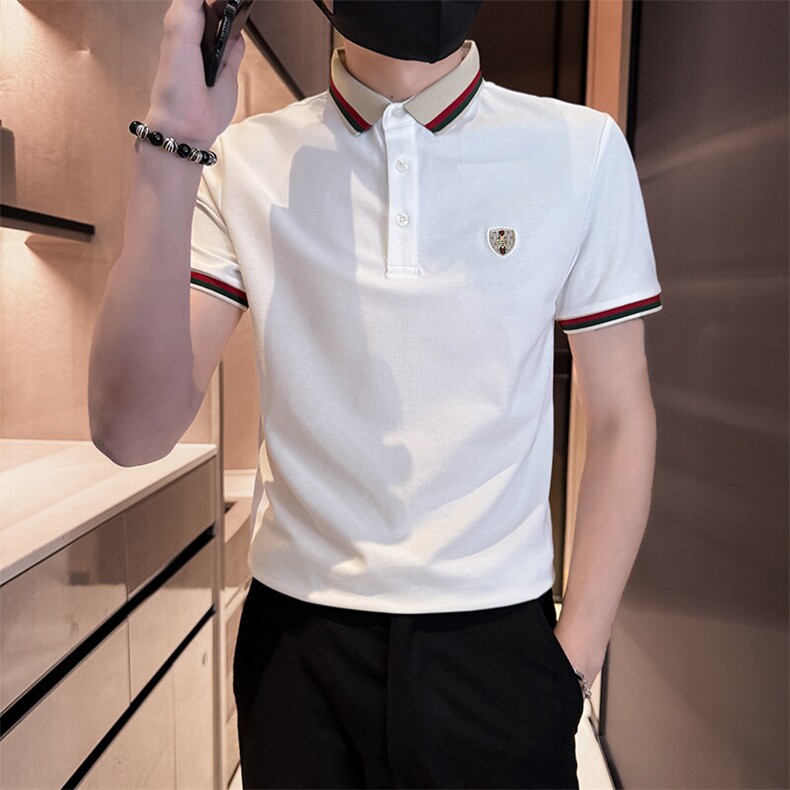 2025夏季数据款补货短袖T恤欧货品质轻奢翻领Polo衫9991-P55,男装Polo衫,电商D342