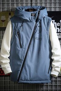 网格机能拉链连帽棉马甲男冬季百搭青年马夹A090-MJ20 P75 限98图片