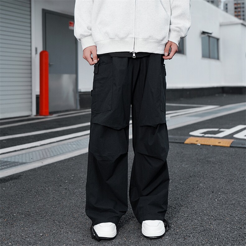 纯棉！美式阔腿工装裤男女宽松直筒休闲裤伞兵裤LY1002/p58，男装工装外套，电商B381-2