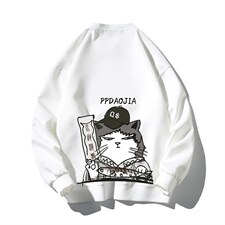 2021秋新款白底平铺卡通印花卫衣面料：100%聚酯纤维W5054-P28，男装卫衣，电商A001