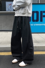 秋季痞帅高街纯棉褶皱拼接大码中性弯刀工装裤男K24042特P45控88，男装工装外套，电商A001