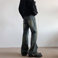 xz905-2-Z027##P65-（控98）美式怀旧水洗微喇牛仔裤，男装牛仔裤，星座905-2