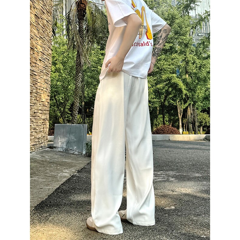 美式高级感褶皱西裤男cleanfit宽松冰丝阔腿垂感休闲裤XK463-P45,男装休闲裤,电商A178