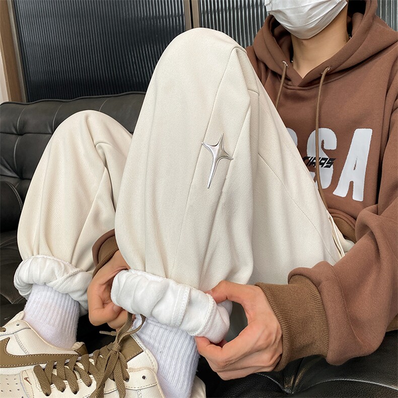 加绒加厚休闲运动卫裤男美式针织束脚裤子715-6-BX01P55（控78）,男装休闲裤,星座715-6