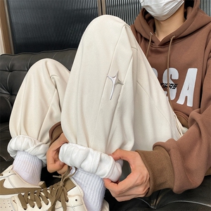 加绒加厚休闲运动卫裤男美式针织束脚裤子715-6-BX01P55（控78）图片
