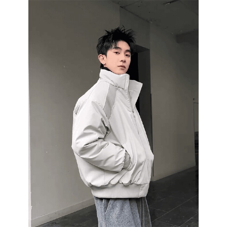 高品质春装新款老钱风美式高街解构立领棒球服飞行夹克潮休闲外套,男装夹克,电商A443